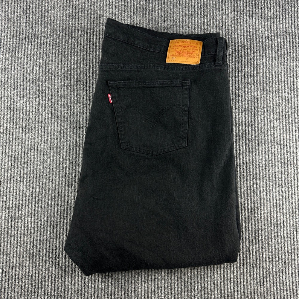 Levis 501 Original Fit Black Denim Straight Leg Jeans Womens Plus Size 20W 26L
